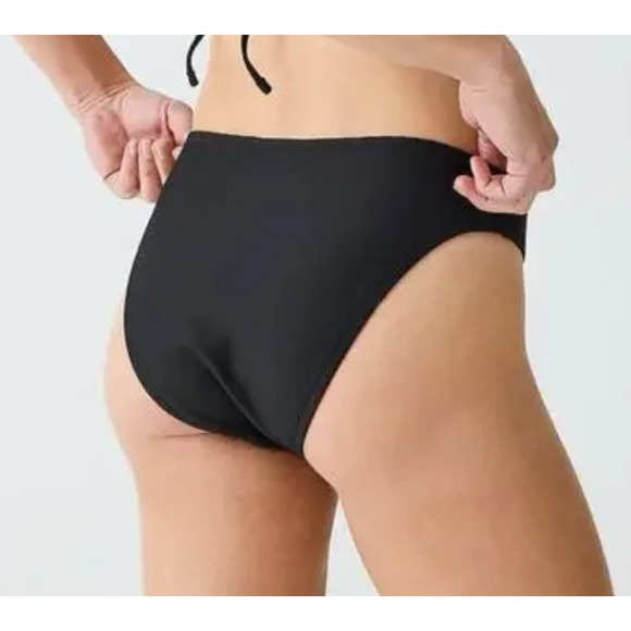 2/$15 NWT J. Crew Ribbed High-Rise Cheeky Bikini Bottom Black High-Cut Size 2X - Picture 4 of 11